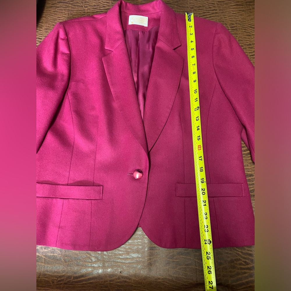 women’s PENDELTON VINTAGE 100% virgin WOOL bright pink one button blazer